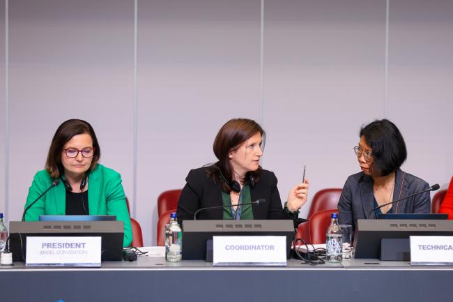 From L-R: Basel Convention COP17 President Anita Sowińska; Marylene Beau, BRS Conventions Secretariat; and Melisa Lim, BRS Conventions Secretariat