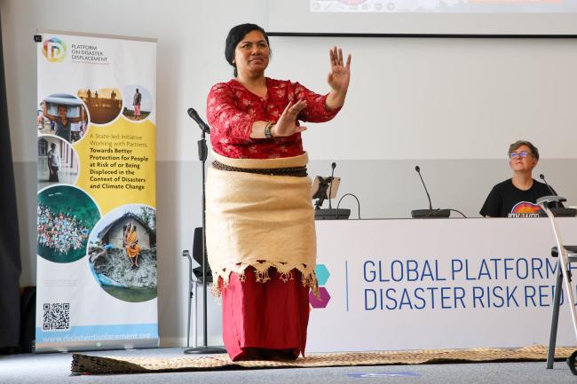 Makelei Ngata. Pacific Women’s Representative DRR champion and performer 