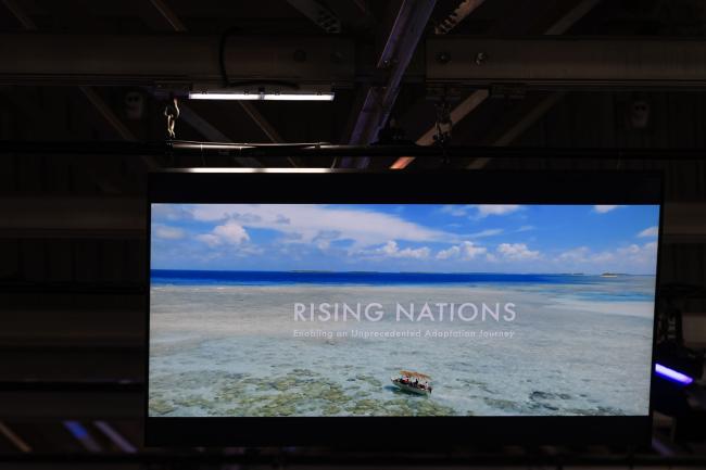 During the closing plenary, a video highlights the efforts taken by small island developing states to tackle sea level rise