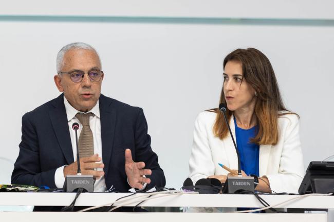 Abdellatif Maazouz, President of the Council of the Casablanca-Settat Region, Morocco, and Penélope Gómez Jiménez, Councilor for Environmental Sustainability, Malaga Municipality, Spain