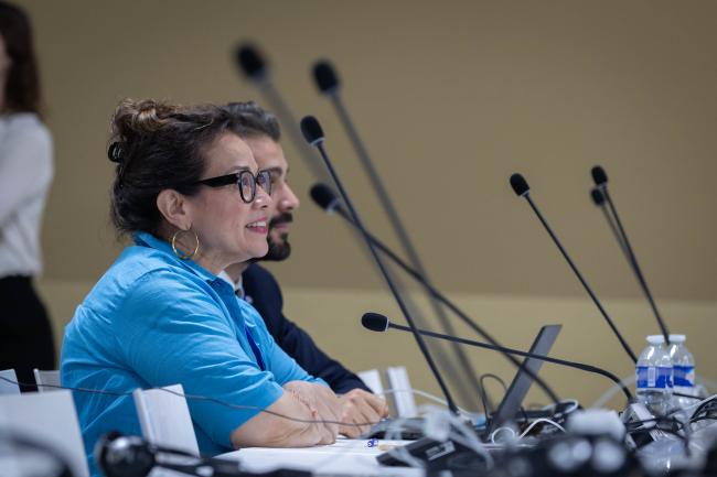 Ivonne Higuero, Secretary-General, Convention on International Trade in Endangered Species of Convention on International Trade in Endangered Species of Wild Fauna and Flora (CITES), listens to the discussions