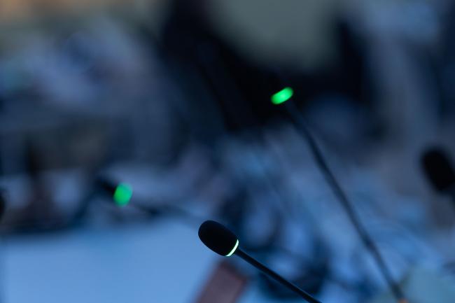 Microphones go green as dignitaries request the floor