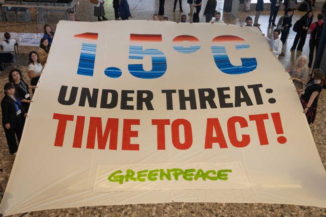 On the first day of the June Climate Meeting, members of civil society demonstrate in the corridors, reiterating the urgency and need for climate action