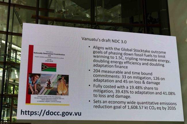 Country-specific slides about NDC development are shared