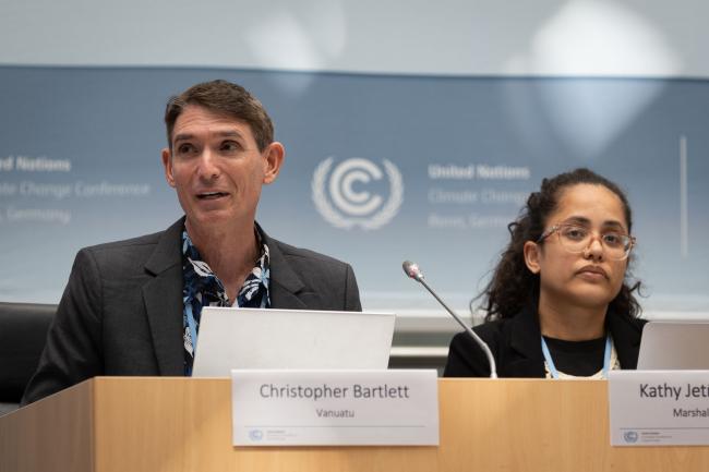 Christopher Bartlett, Vanuatu, and Kathy Jetnil-Kijiner, Marshall Islands