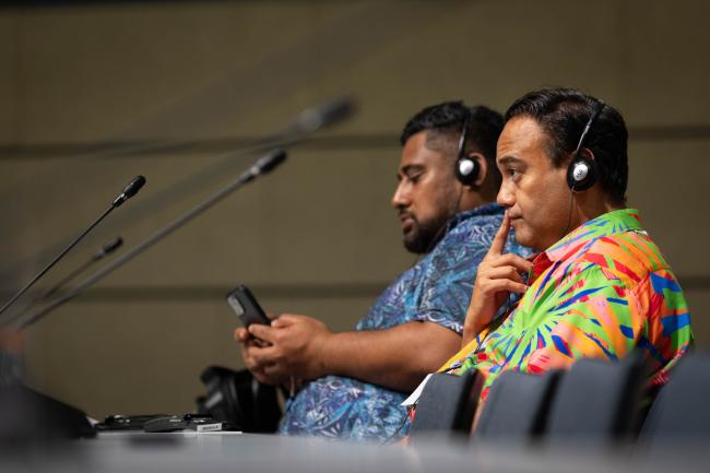 Delegates listen to the interventions