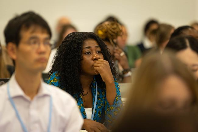 Delegates listen to the discussion