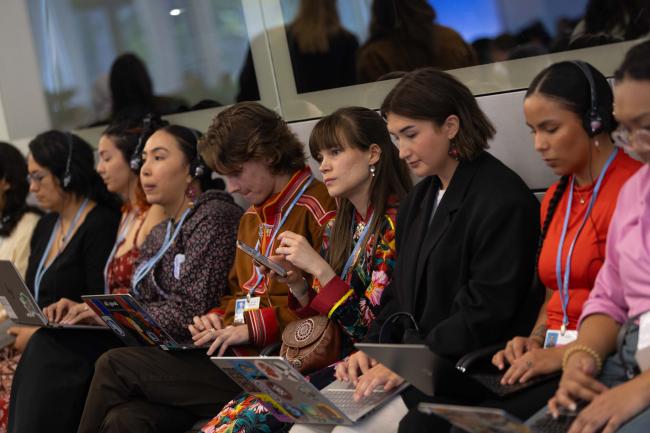 Delegates listen to the interventions