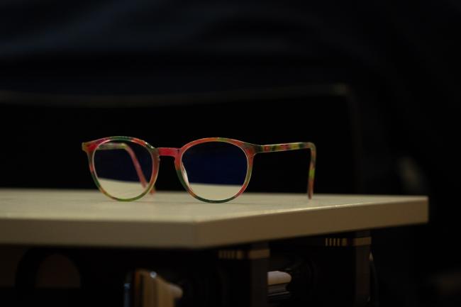 Glasses on table
