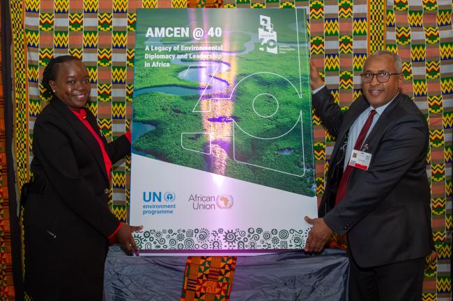 Deborah Mlongo Barasa, Cabinet Secretary for Environment, Climate Change and Forestry, Kenya and Ibrahim Munir, Minister of Environment, Libya, and AMCEN-20 President_ AMCEN20_18Jul25_photo.jpg