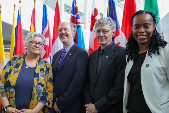 Annie Gabriel, Australia, OEWG 47 Co-Chair, Kenneth Jucks, National Oceanic and Atmospheric Administration (NOAA) and David Fahey, National Aeronautics and Space Administration (NASA), and Shontelle Wellington, Barbados, OEWG 47 Co-Chair 