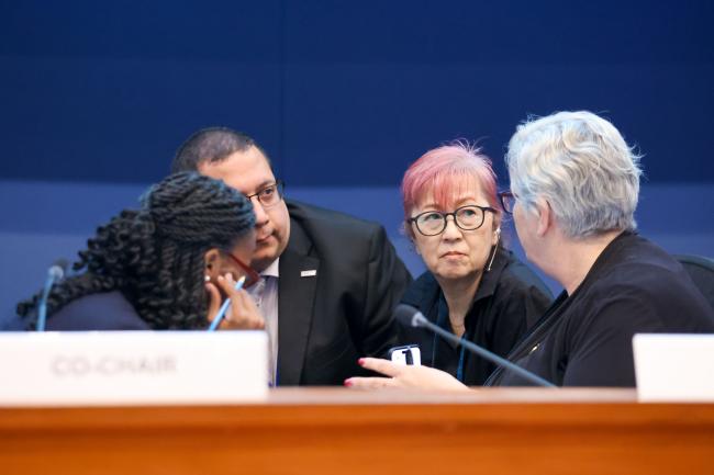 Megumi Seki, Executive Secretary, Ozone Secretariat, consults with OEWG 47 Co-Chairs