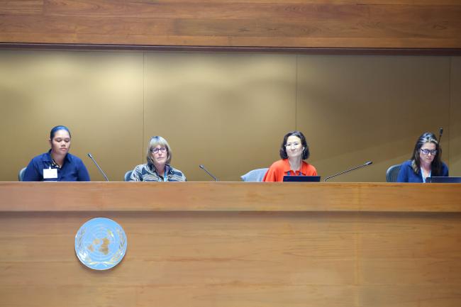 Camilla Noel, Vanuatu, and Mariska Wouters, New Zealand, Co-Chairs of the Contact Group on regional initiatives to support KA, Liazzat Rabbiosi and Stephanie Egger Haysmith, Ozone Secretariat 