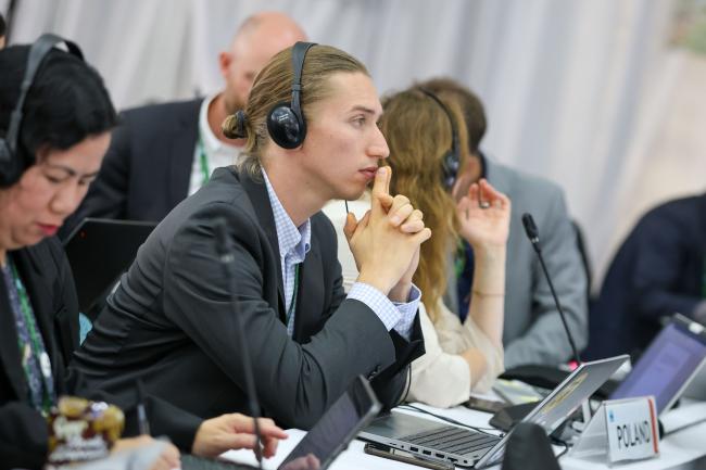 Delegates listen to the discussions.