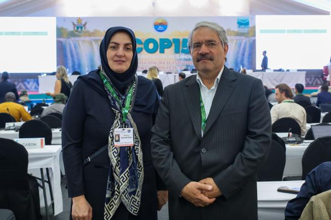 Arezoo Ashrafi Zade, Iran, and Ahmad Reza Lahijan Zadeh, COP15 Vice-President, Iran