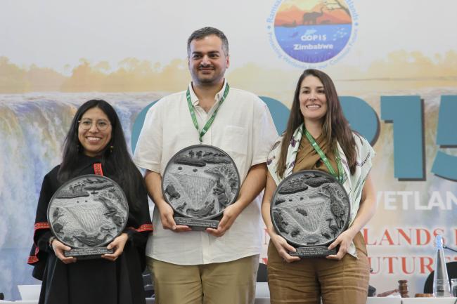 Ramsar Wetlands Conservation Award Winners: Dayana Blanco Quiroga, Bolivia, Iman Ebrahimi, Iran, and Laura Gonzalez, Panama 