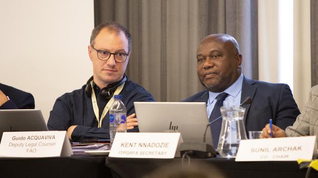 Guido Acquaviva, FAO, and ITPGRFA Secretary Kent Nnadozie- ITPGRFA_OEWG14 - 8Jul2025