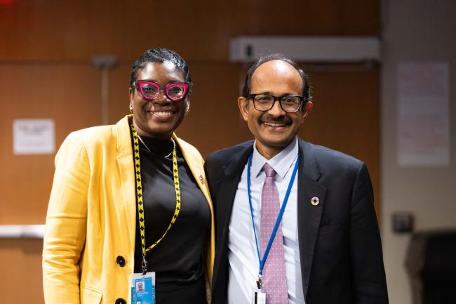 Toni-Shae Freckleton, UN Office for Disaster Risk Reduction (DRR), and Kamal Kishore, Special Representative for DRR