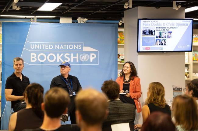 Participants attend the launch of a new book 'Environmental lobbying at the UN'