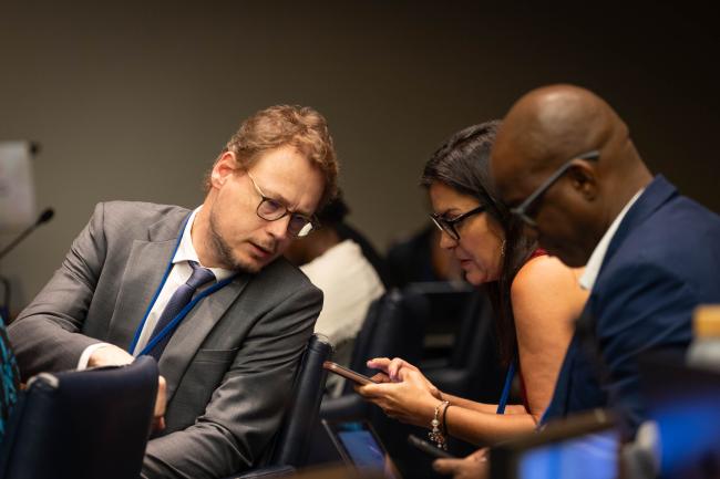 Delegates consult