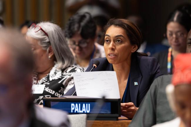 Ilena Seid, Permanent Representative of Palau to the UN, on behalf of the Alliance of Small Island States (AOSIS)