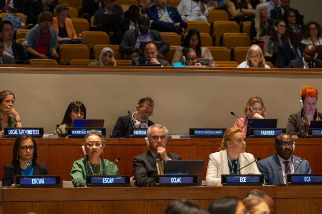 Rola Dashti, Executive Secretary, Economic and Social Commissions for Western Asia; Arminda Salsiah Alisjahbana, Executive Secretary, Economic and Social Commission for Asia and the Pacific; Jose Manuel Salazar-Xirinachs, Executive Secretary, Economic Commission for Latin America and the Caribbean; Tatiana Molcean, Executive Secretary, Economic Commission of Europe; and Claver Gatete, Executive Secretary, Economic Commission for Africa and Coordinator of the UN Regional Commissions