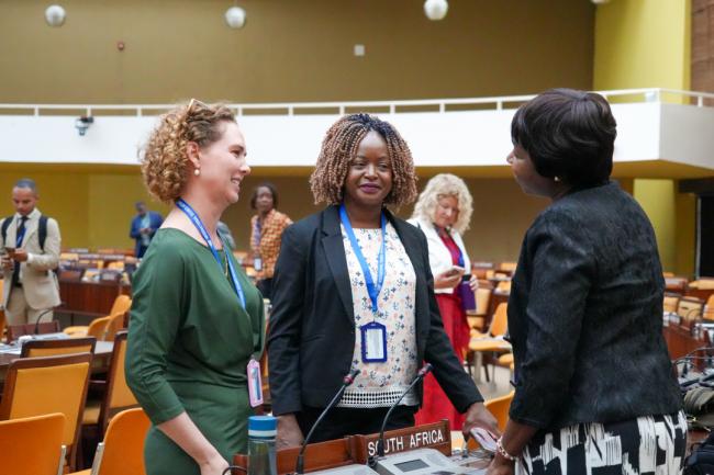 Delegates talking before the session