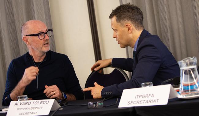 Working Group Co-Chair Michael Ryan, and Tobias Kiene, ITPGRFA Secretariat- ITPGRFA_OEWG14 - 9Jul2025