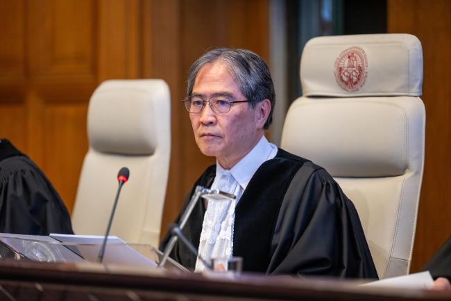 ICJ President Judge IWASAWA Yuji, Japan, delivering the advisory opinion