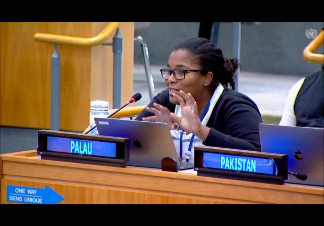 Angelique Louise Marie Pouponneau, Palau, speaking for the Alliance of Small Island States (AOSIS)