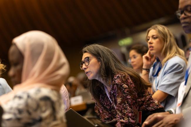 Delegates listen to the discussion