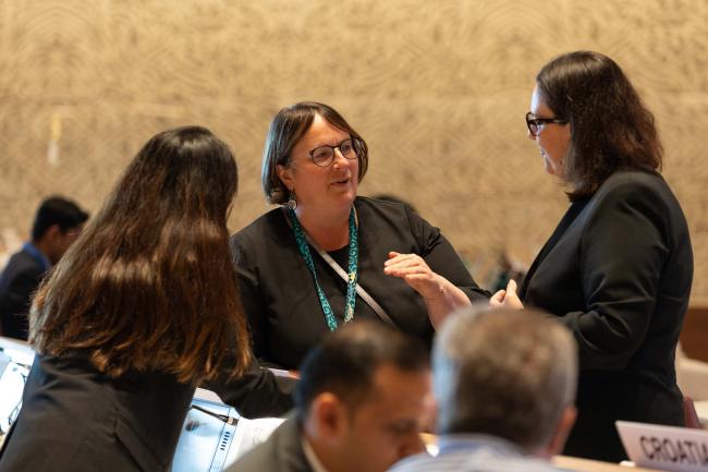 Elfriede Anna More, Austria, consults with delegates