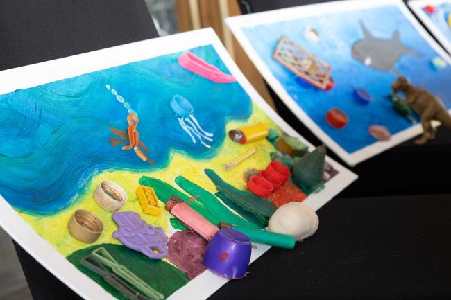 Artwork created by the Pacific Ocean Litter Youth Project (POLYP) highlights the impact that plastics are having on the Ocean 