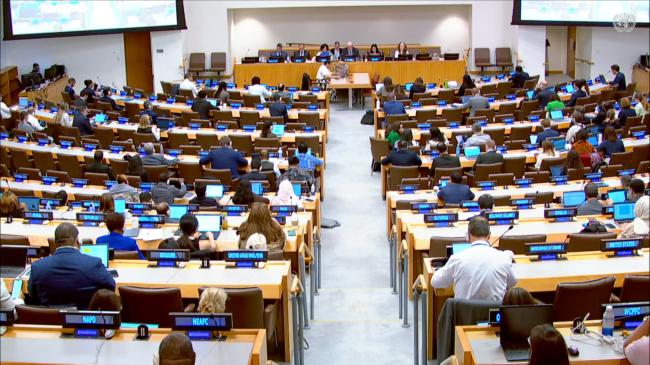 Delegates gather in Conference Room 2 for Wednesday's deliberations