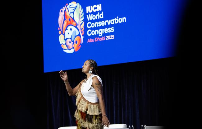 Whaiā Sonic Weaver, transcendent vocalist, alchemical performer, and First Nations multi-instrumentalist of Ngāti Kahungunu, Māori descent - Thematic Plenary 3 - IUCN-World Conservation Congress 2025- 9Oct2025