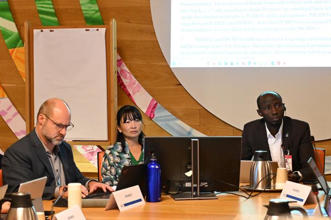 Alain Wittig and Kei Ohno-Woodall, BRS Secretariat, and Co-Chair of the Contact Group on PXDD-PXDF Lamin Jaiteh, The Gambia - 2 Oct 2025