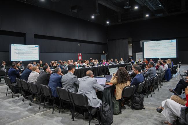 View of room during a contact group on the global review of collective progress in the implementation of the GBF
