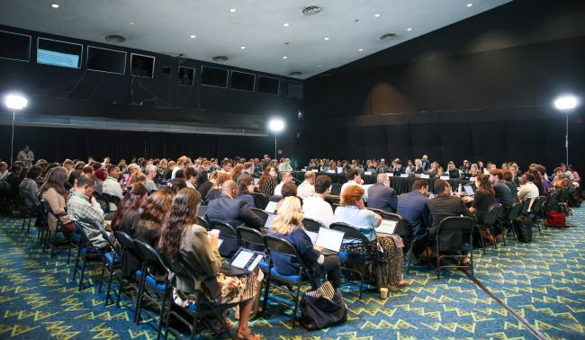 View of the room during a contact group on biodiversity and climate change
