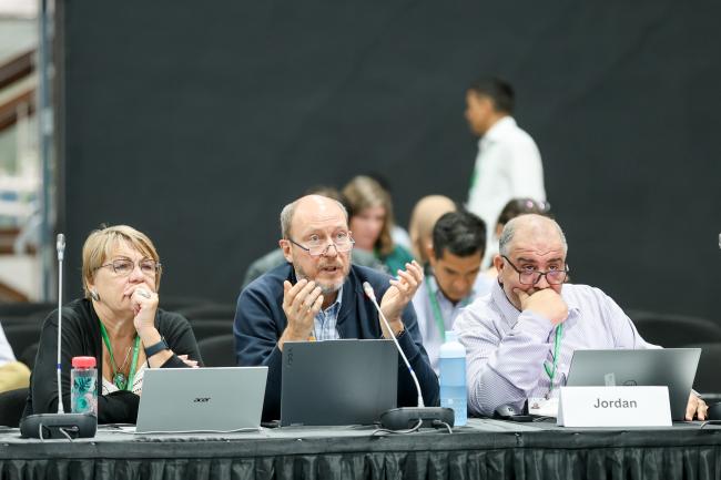 From L-R: Victoria Elias and Alexander Shestakov, Russian Federation; and Belal Qtishat, Jordan