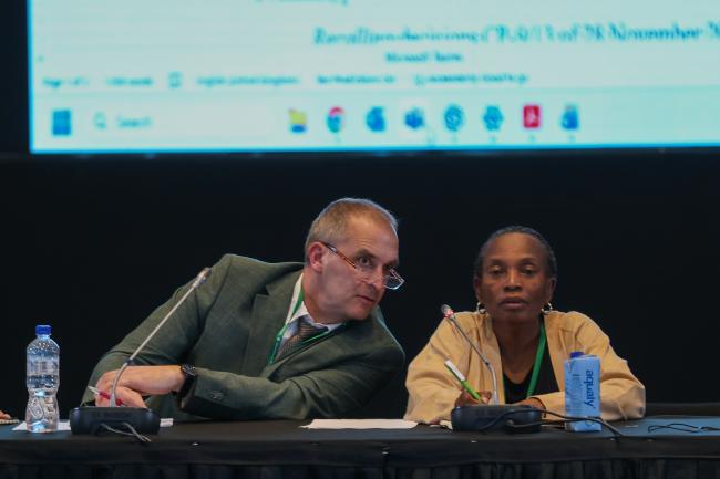 Martha Kandawa-Schulz, Namibia, and Werner Schenkel, Germany, Co-Chairs of the contact group on risk assessment and risk management of living modified organisms