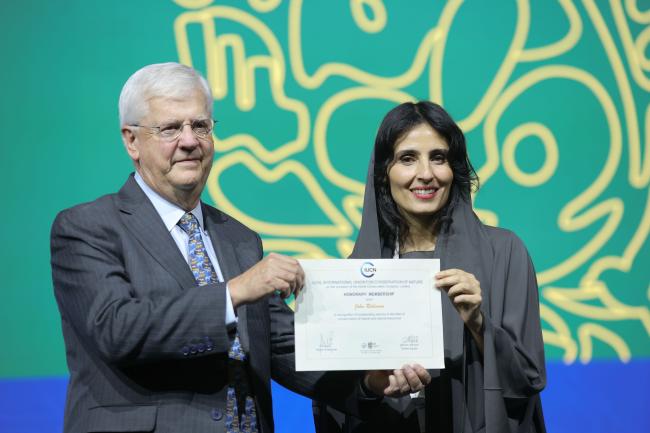 Jon Robinson, WCS, and Razan Al Mubarak, President, IUCN 