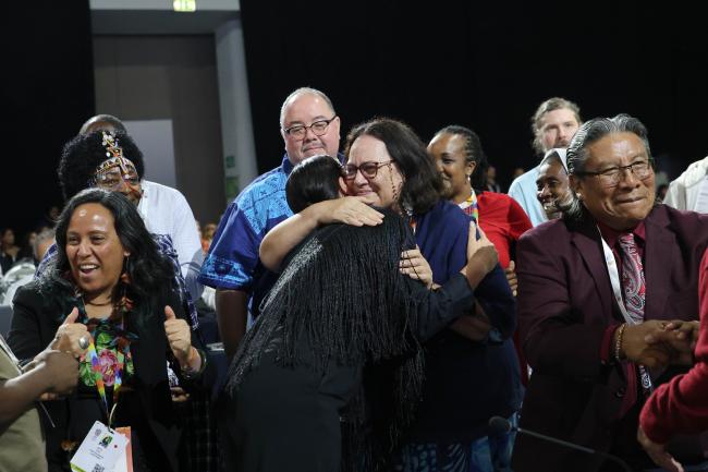 Members celebrate the election results. 