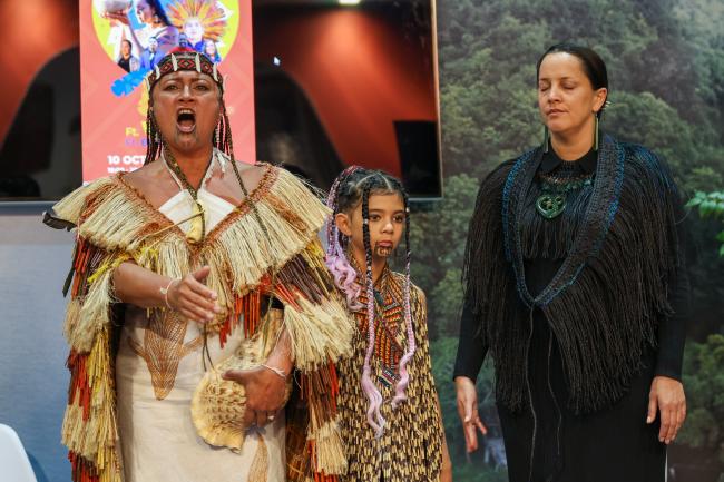 WHAIA Sonic Weaver, vocalist, performer, First Nations multi-instrumentalist with her daughter Moana and Erica McCreedy, Chief Operating Officer, North Australian Indigenous Land and Sea Management Alliance