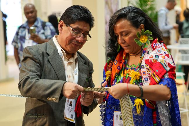 Ramiro Batzin, Co-Chair, IIFB, and Vice President, IUCN, and Anita Tzec, Maya Yucatec leader and Senior Programme Officer on Indigenous Peoples and Conservation, IUCN