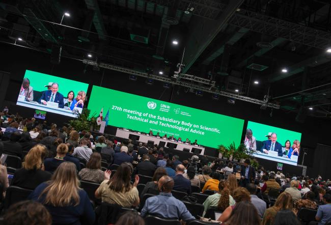 View of the dais during the opening session