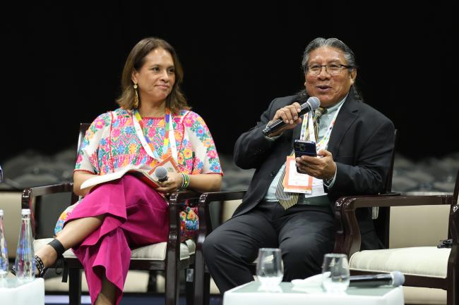 Eileen Mairena Cunningham, Miskito people, and Onel Masardule, Executive Director, Fundación para la Promoción del Conocimiento Indígena (FPCI)