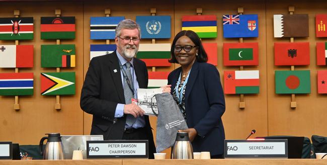 Outgoing POPRC Chair Dawson and Abiola Olanipekun, BRS Secretariat -POPCR21-3Oct
