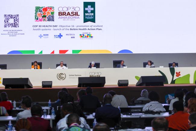 A view of the panel during the Dialogue of COP Presidencies 