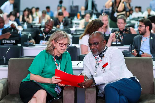Subsidiary Body for Implementation (SBI) Chair Julia Gardiner, Australia, with Subsidiary Body for Scientific and Technological Advice (SBSTA) Chair Adonia Ayebare, Uganda