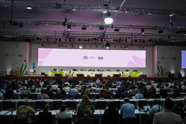 View of the dais during the morning plenary/